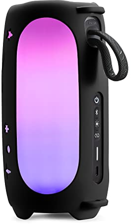 ZLiT Reise-Schutzhülle aus Silikon für JBL Pulse 5 Bluetooth-Audio-Lautsprecher mit Schultergurt und Karabiner (schwarz)