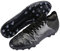 Tacos de fútbol para hombre, zapatos de fútbol FG/MG, zapatos de fútbol de piel de becerro, tacos de fútbol al aire libre, unisex, tallas para adultos, ajuste cómodo, Gris Negro, 39.5 EU
