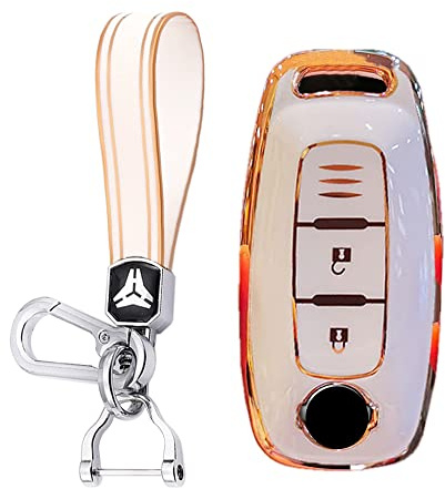 KUNIO Coque de clé de voiture compatible avec Nissan Altima Teana Qashqai 2022 2023 Ariya TPU Coque porte-clés 3 boutons B Blanc