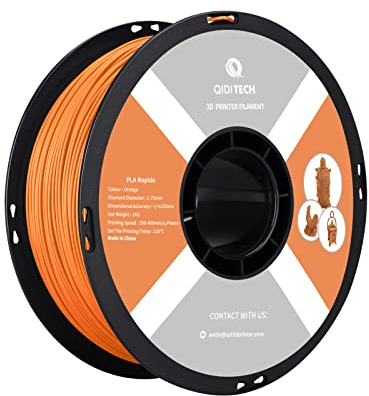 QIDI TECH PLA Rapido Filament 1.75mm, 3D Drucker Filament PLA, geeignet für Hochgeschwindigkeitsdruck, PLA Filament 1.75 für die meisten FDM 3D Drucker, 1 KG Spule (2.2lbs), Orange