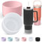 AIERSA Silikon-Kofferhülle für Stanley Quencher Becher mit Griff, für IceFlow 590 ml, 850 ml, schützende Wasserflaschen-Abdeckung für Stanley Tumbler-Zubehör, transparent und rosa, 2 Stück