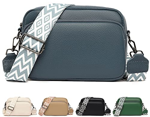 Crossbody Bag Damen, Bauchtasche Stylisch, Umhängetasche/Brusttasche/Handtasche Mit Breitem Gurt, Handy Tasche Leder, Schultertasche Mit Vielen Fächern