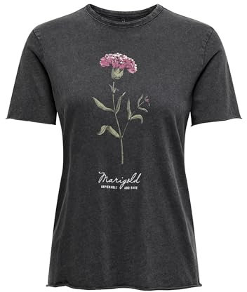 ONLY Damen Onllucy Reg S/S Top JRS Noos, Black/Print:Marigold Pink, L