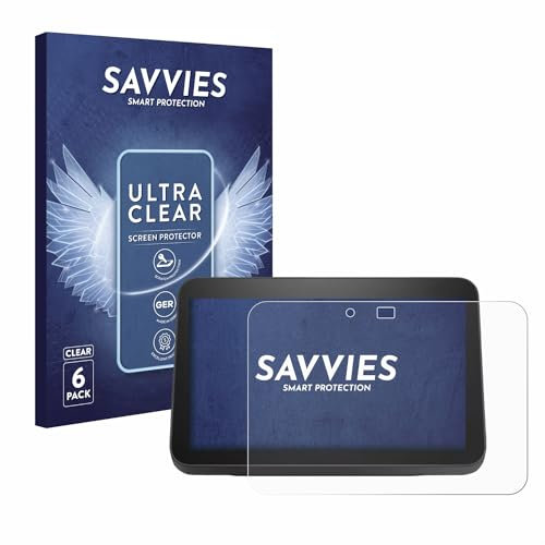 Savvies 6 Stück Schutzfolie für Amazon Echo Show 8 2023 (3. Gen.) Displayschutz-Folie Ultra-Transparent