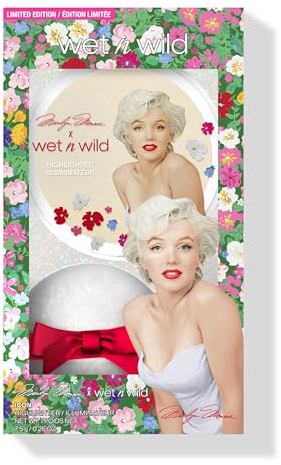 Wet n Wild Marilyn Monroe Icon Diamond Highlighter, Puder-Highlighter mit Schimmernden Perlen für einen Glasähnlichen Glow, Inklusive Schwämmchen zum Auftragen, Cool Champagne