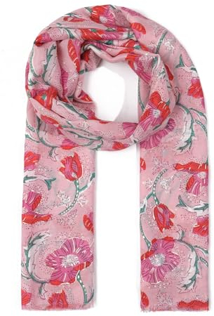 stylx Damen Schal mit Punkte Muster Print colorful, buntes Halstuch, gepunkter designer Damenschal für Frühling und Sommer ROSE (hellrosa)