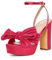 Zhabtuc Scarpe vintage con plateau e cinturino con fiocco e tacco grosso Sandali con punta tonda con fiocco in raso 11 cm per il ballo di fine anno, Rosa, EU 38