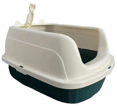 De Bishops, Cat Litter Tray with High Sides Removable Rim and Scoop. BPA Free, Sturdy Cat litter box, L50 x W38 x H27 cm, DBCL-10, (BLUE)