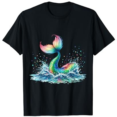 Meerjungfrau Ocean Splash Regenbogen Schwanz Meer Meerjungfrauen Flosse T-Shirt
