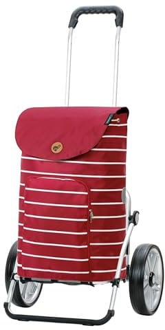 Andersen Einkaufstrolley - klappbar - 47 Liter - Aufhängung für Einkaufswagen - belastbar 50 kg - Aluminium - Trolley - Kugellager-Rad Ø 25 cm - Royal Shopper Mia rot