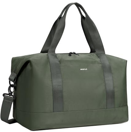 ECOHUB Easyjet 30L Cabin Bag - 45x36x20 Underseat Travel Flight Bag with Foldable Carry On, Removable Wet Pocket, Waterproof Overnight Holdall for Women (Green)