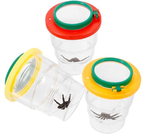 POPETPOP Boîte De 3 Pièces Pot De Loupe D'Exploration Scientifique Pot De Loupe D'Expérience Scientifique Conteneur Grossissant pour L'École Petit Étui À Insectes Abs