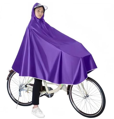 Amexo Radfahren Regenponcho Fahrrad Wasserdicht Regencape mit Kapuze Regenjacke für Elektrofahrräder Mountainbikes (DE/NL/SE/PL, Alphanumerisch, Einheitsgröße, Regular, Regular, Lila)