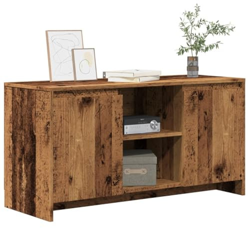 Gecheer TV-Schrank Lowboard Fernsehschrank Fernsehtisch für Wohnzimmer Schlafzimmer, Altholz-Optik 102x37,5x52,5 cm Holzwerkstoff