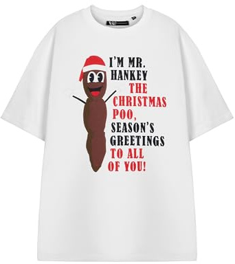 South Park Mr. Hankey Christmas Poo Graphic Tee Men's White T-Shirt | VU Brand Humor Apparel | Short Sleeve Crew Neck Holiday Top
