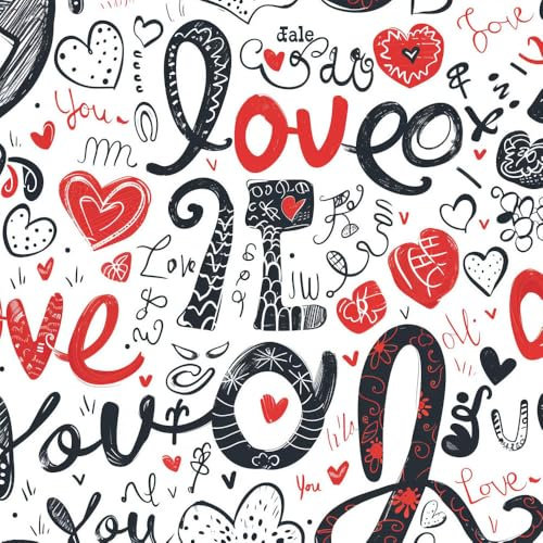 JIAOQSS Papier Peint Adhesif Mural Amour Coeur Rouge Noir Papier Peint Feuillage Mural Papier Adhésif pour Meuble Salle de Bain Chambre Salon Cuisine