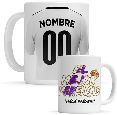Taza personalizada Real Madrid - Regalo Original para aficionados del Futol - Personaliza tu taza de desayuno - Taza de Desayuno café