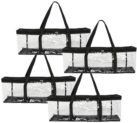 Anseom Sacs de Rangement Portable pour CD, Sac de PVC Transparent pour DVD, Pochettes de Transport Grande Capacité avec Poignées, Sac de Protection pour Blu-Ray Albums Jeux Vidéo Livres (4)