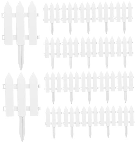 MOUNTTU Lot de 22 clôtures Blanches en Plastique Blanc, Petites et élégantes, Bordures décoratives de 20 x 18 cm pour Jardin, aménagement paysager et fermes.
