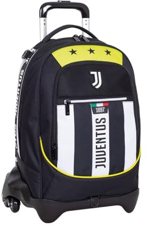 Seven Juventus Trolley Jack mit 3 Rädern, weiß und schwarz, Rucksack mit abnehmbarem Trolley 33 Liter, mit Fronttasche, abnehmbarer Rucksack, für Grund- und Mittelschule, Kinder und Jungen