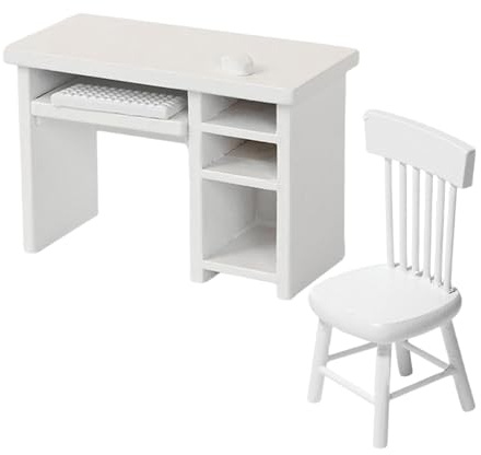 ＡＷＨＡＯ 1/12 Mini Computer Schreibtisch Und Stuhl Puppenhaus Möbel Bemalt Spielzeug Zubehör