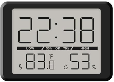 Digitale Uhr für Innentemperatur und Luftfeuchtigkeit, mit hochpräzisem Monitor, groß, leicht zu lesendes LCD-Display, Innentemperatur- und Feuchtigkeitsmonitor