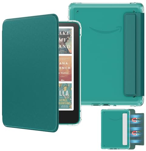 MoKo Custodia Magnetica per Kindle Paperwhite 12th & Colorsoft,Verde Giada | retro trasparente, anti-graffi, cover leggera rigida con funzione risveglio/sonno automatico, per Kindle Paperwhite 7 2024