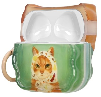 kwmobile Kopfhörer Case für Apple Airpods 5 / Airpods 4 - Hülle mit Karabiner, In-Ear Headphones Case, Earphones Cover Etui, Katze mit Tuch