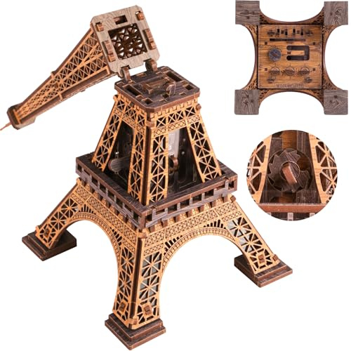 Wooden.City Holzpuzzle Box Eiffelturm - 3D Holzpuzzles für Erwachsene | Escape Room | Cluebox Style Trickbox aus Holz | 180 Teile | Made in EU