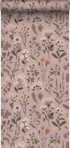 Sanders & Sanders Tapete Feldblumen Altrosa 50 x 900 cm