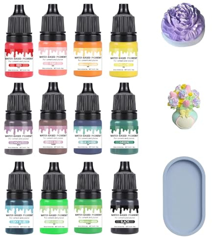 LEMONSTONE 12 Stück Farbpigmente für Gießpulver 5ml, Gießpulver Farbe, Hochkonzentrierte Farbpigmente für Modellbau, Pigment auf Wasserbasis, Pigment auf Wasserbasis für Betonfarbe, Gips, Keramik