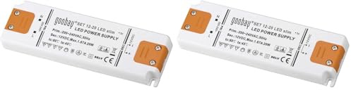 goobay Set 12-20 Slim Transformator 230V (AC) auf 12V (DC) für 0,5 bis 20 Watt LED-Lampen, Kunststoff, E10, W, Weiß/Orange, 12 Volt, 30002 (Packung mit 2)