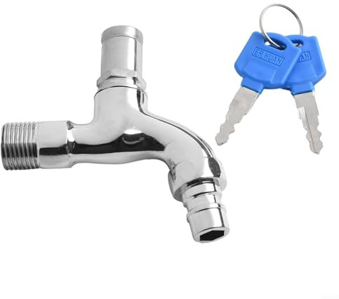 Anti-Diebstahl Outdoor Wasserhahn, 1/2 Zoll Legierung abschließbar Waschbecken Wasserhahn mit Schlüssel, Garten Wasser Bib Sicherheit für Rohre & Schläuche