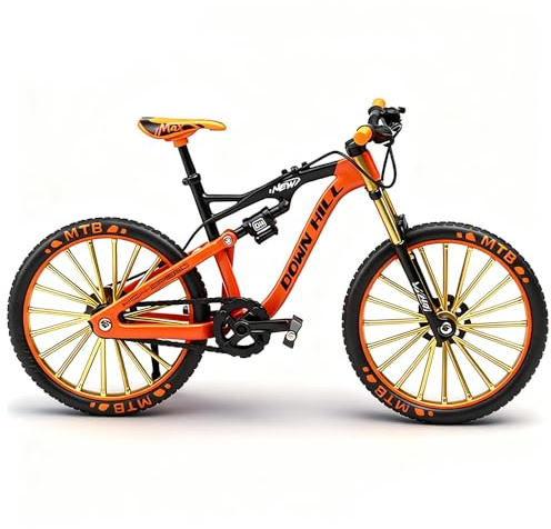 WDKXCN Finger Fahrrad Modell, 1: 8 Mountainbike Modell, Fahrrad Spielzeug, Finger Bike Ornamente für Wohnzimmer Tischdeko Büro, Miniatur Fahrrad Modell für Fahrradliebhaber(Orange)