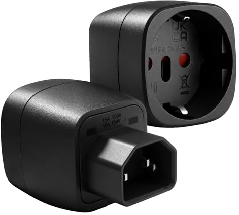 Hoembpn 2 adattatori Schuko da IEC C14 a CEE7, 250 V/10 A, connettore C14 a presa CEE7, spina EU a C14, per unità UPS/UPS, PDU freddo, data center, dispositivi di rete