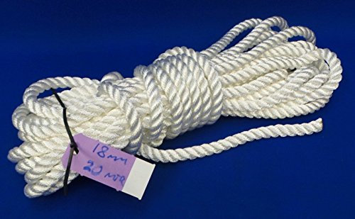 3 Strand Polyester Rope 20mtr x 18mm - Mooring Fender Rope anchor 3S18