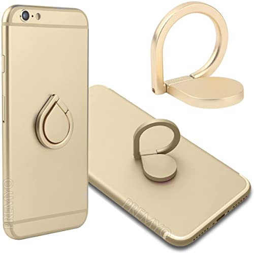 PREMYO Anillo para Móvil Soporte y Agarre Smartphone - Rotación de 360° Universal Cómodo Manejo con una Sola Mano Oro