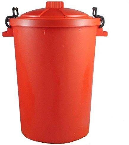 Easy Shopping 85 Litre 85L Extra Large Colour Plastic Dustbin Garden Bin Clip on Locking Lid Heavy Duty for Rubbish Recycle Waste Animal Feed Storage Unit (6, Red)