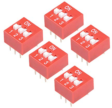 sourcing map 5 Pcs Red DIP Switch 1 2 3 Positions 2.54mm Pitch for Circuit Breadboards PCB