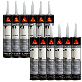SIKA Lot de 12 colles Mastic Multi-usages Sikaflex 221 - Gris Acier - 300ml