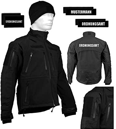 Copytec Ordnungsamt Komplett Set Kontrolle Ordnung Amt Mütze Jacke Softshell #30350, Größe:3XL, Farbe:Schwarz