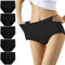 YouShow Culottes Femmes Coton Taille Haute Lot de 5 Slips Elasticité Ventre Plat(Noir,S)