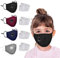 AmyGline 2 Stück Outdoor Baumwolle-Gesichtsschutz-Mundschutz,mit 12 Aktivkohlefilter,Wiederverwendbar,Waschbar,Anti-Staub,Atmungsaktiv,Schwarz,für Motorrad,Laufen (4PC+8Filter, Kinder_4 Farben)