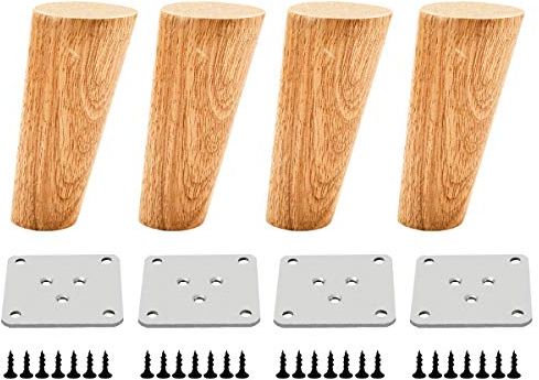 Qrity Möbelfuß Holz, 4 Stück 10cm Holzfüße Möbelfüße Sofafüße mit Montageplatten & Schrauben für Schrank, Sofa, Couchtisch, TV-Schrank und andere Möbelbeine