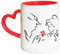 20Giugno Tazza La Bella e la Bestia con Rosa - Manico a cuore rosso - Interno rosso - Regalo per innamorati - Natale, Compleanno, SanValentino