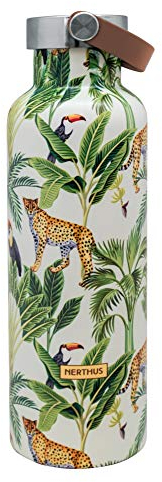 Nerthus FIH 769 Bouchon à double paroi en acier inoxydable Motif jungle froide et chaude 750 ml, sans bisphénol A, 18/8