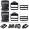 Steckschnalle, Stegschnalle und Leiterschnalle Set, 6 Pack, für 50 mm breite Gurtbänder, je 2 x 50 mm Schnalle, in Schwarz, Gürtelschnalle mit doppelseitigem Klickverschluss, Klemmschnalle Gurt Band