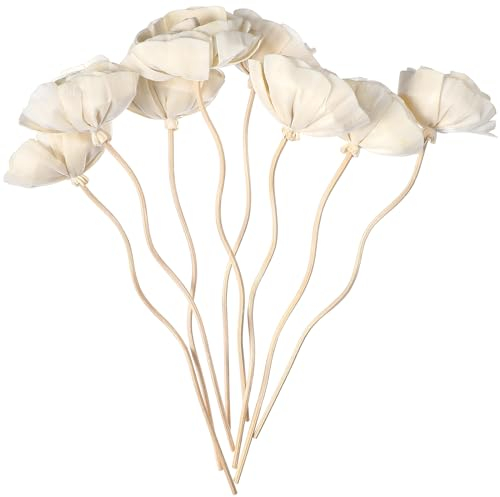 Angoily Diffusore di 8 bastoncini di legno di rosa fiore di rattan essenziale di olio aromatico per la casa fragranza