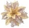 GL-Turelfies 12 Pcs Glitter Christmas Flowers(15cm/5.9’’) with 12 Pcs Clips Artificial Poinsettia Flowers Christmas Tree Flower Decorations Xmas Tree Ornaments (Champagne)