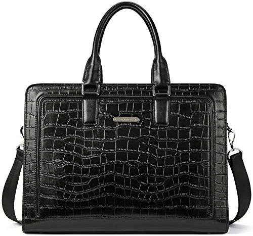 BOSTANTEN Damen Aktentaschen Leder Laptop Schultertasche 15.6 Zoll Frauen Arbeitstasche Businesstasche Groß